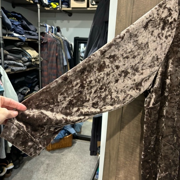 Belle by Kim Gravel 3X Velvet Button Tunic Top Brown Stretch with pockets - Picture 9 of 13